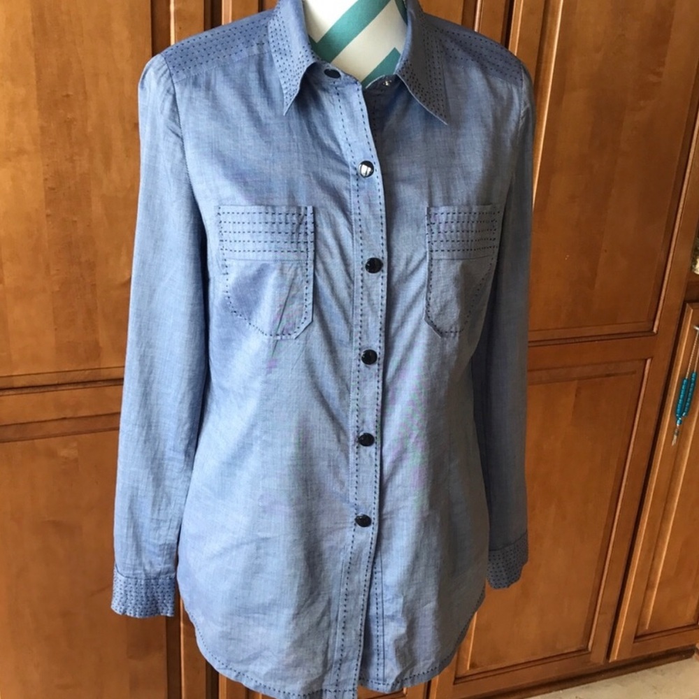 Tory Burch Chambray Top with Cute Snaps